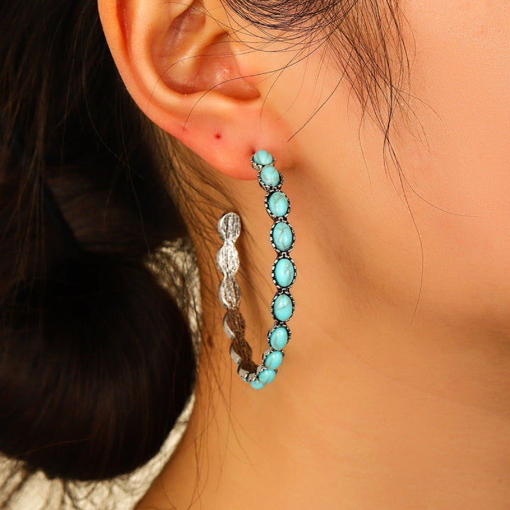 Artificial Turquoise C-Hoop Earrings 
