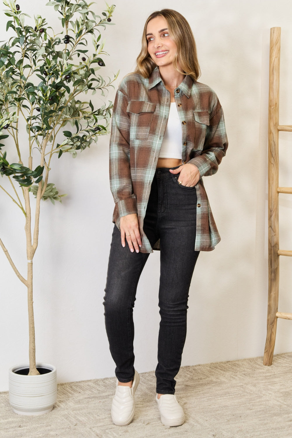 Mandy Plaid Dropped Shoulder Shirt 