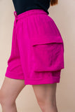 White Birch High Waisted Drawstring Knit Cargo Shorts 