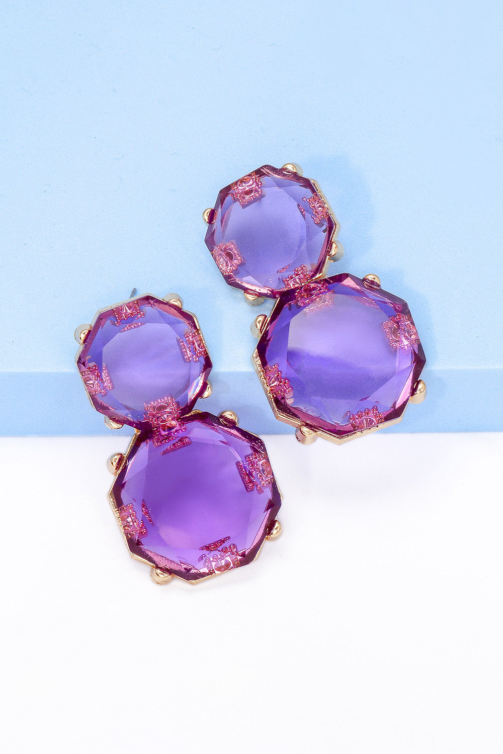 Geometrical Shape Zinc Alloy Frame Dangle Earrings 