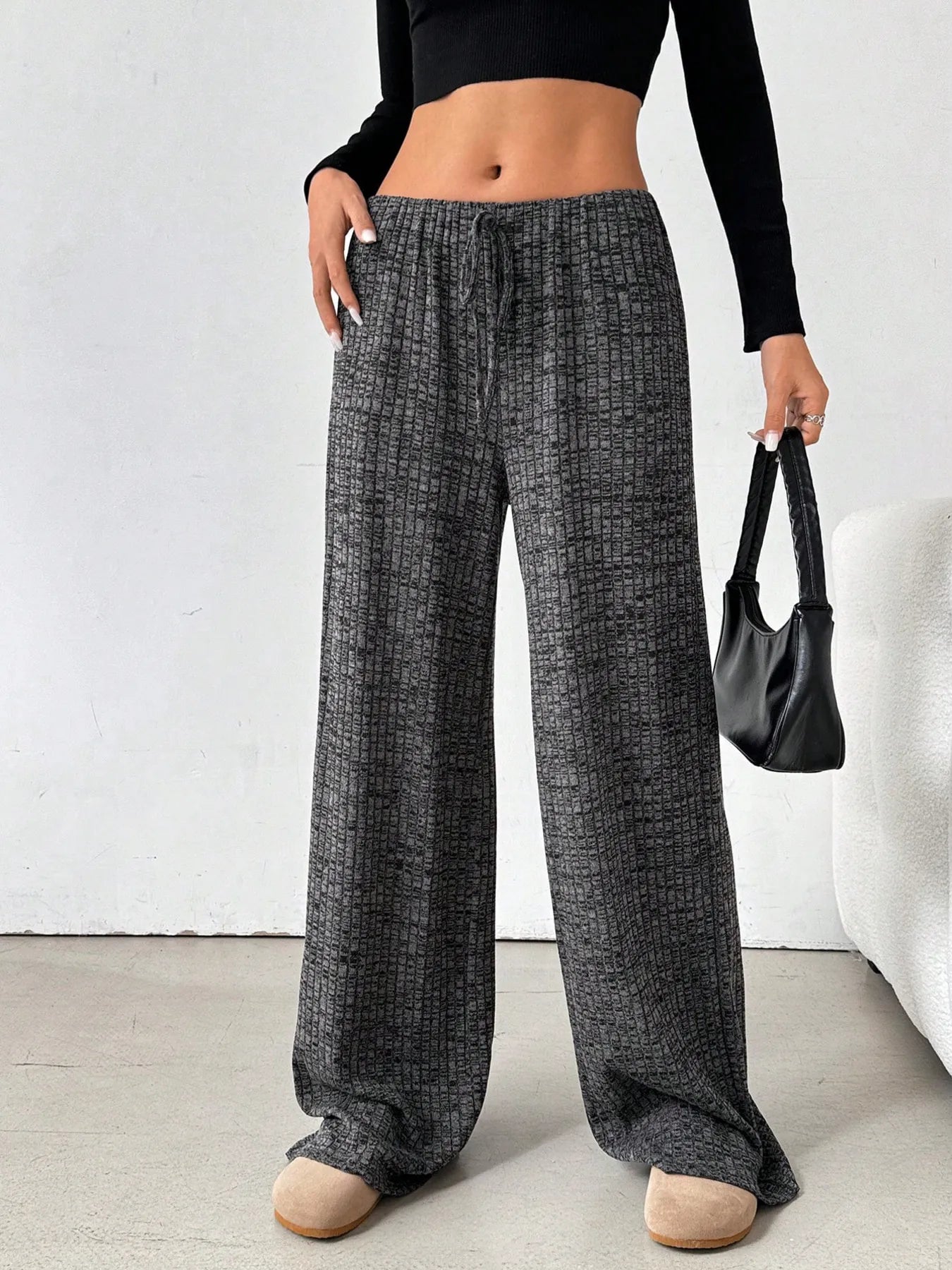 Striped Wide Leg Drawstring Pants 
