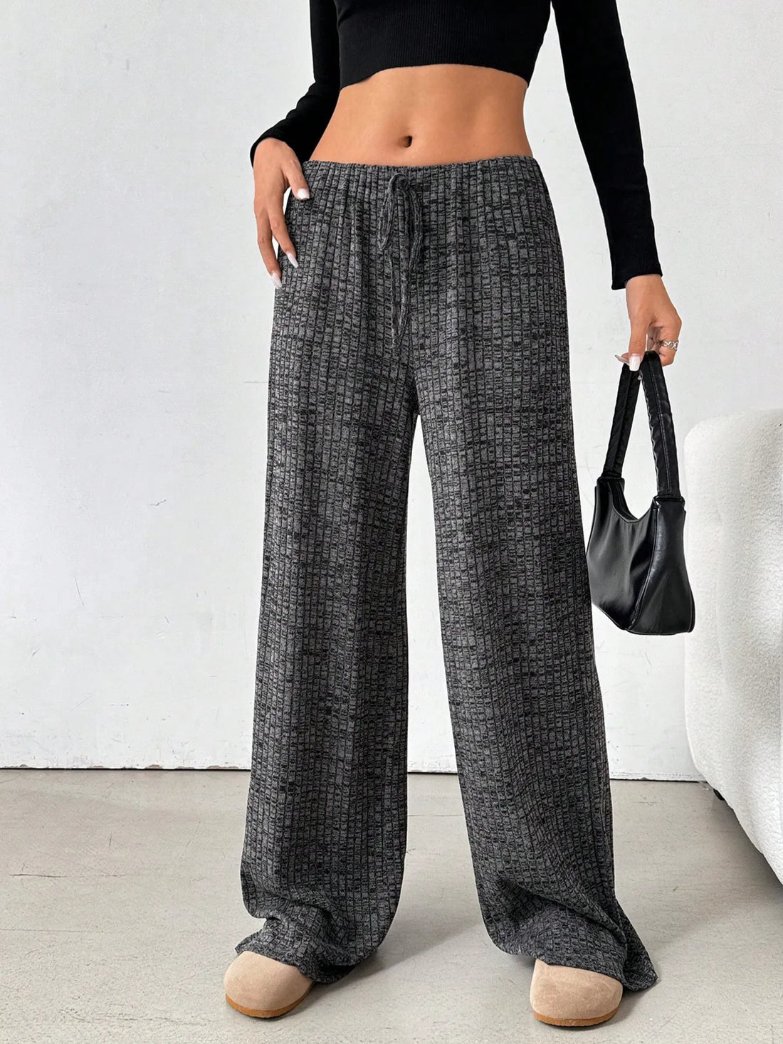 Striped Wide Leg Drawstring Pants 