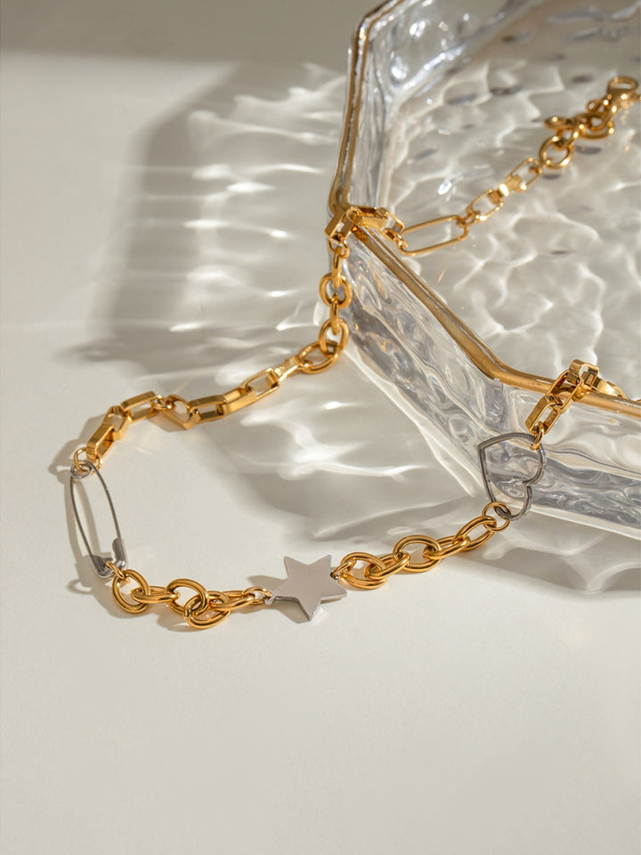 Stainless Steel Star Heart Necklace 