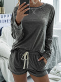 Round Neck Raglan Sleeve Top and Shorts Lounge Set Lingerie & Nightwear