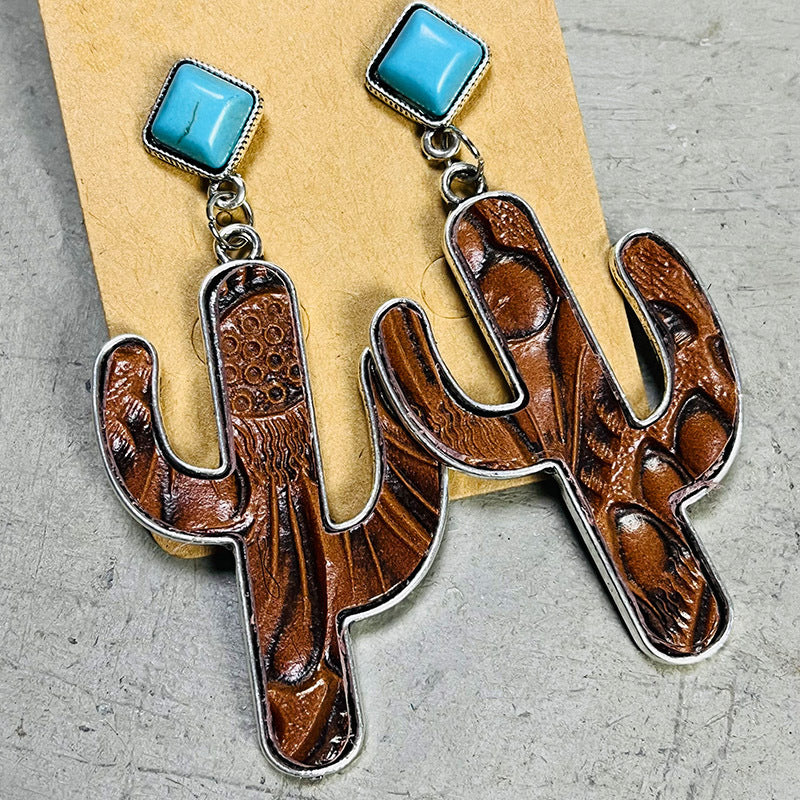 Turquoise Cactus Earrings 