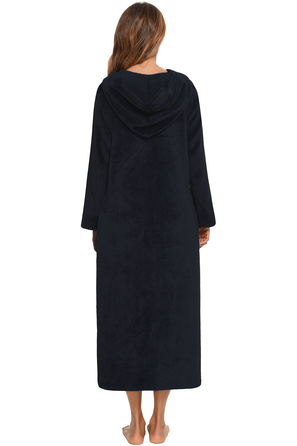Zip Front Hooded Night Dress with Pockets 