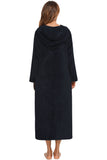 Zip Front Hooded Night Dress with Pockets 