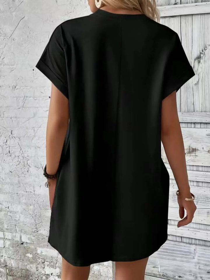 Pocketed Round Neck Short Sleeve Dress 