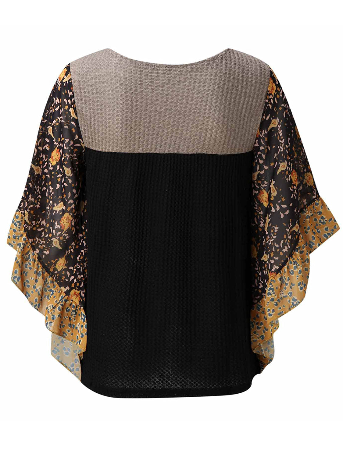 Full Size Printed Round Neck Three-Quarter Sleeve Blouse 