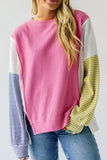 Exposed Seam Contrast Long Sleeve Sweatshirt 
