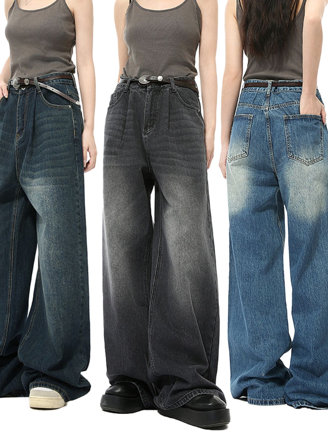 Wide Leg Jeans with Pockets 