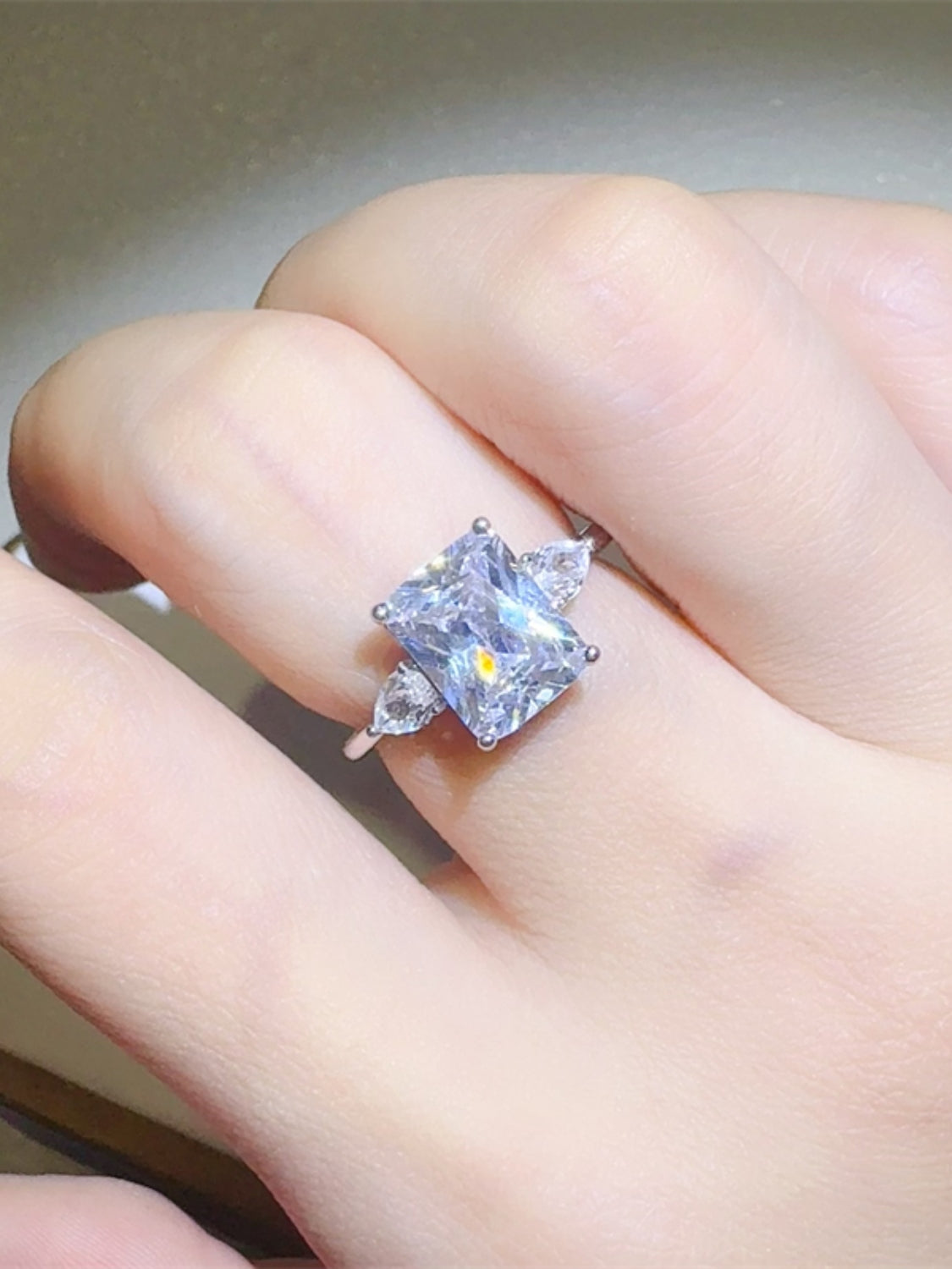 3 Carat Moissanite 925 Sterling Silver Square Shape Ring Accessories