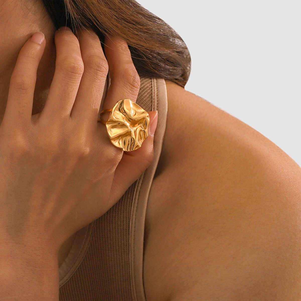 18K Gold-Plated Irregular Open Ring 