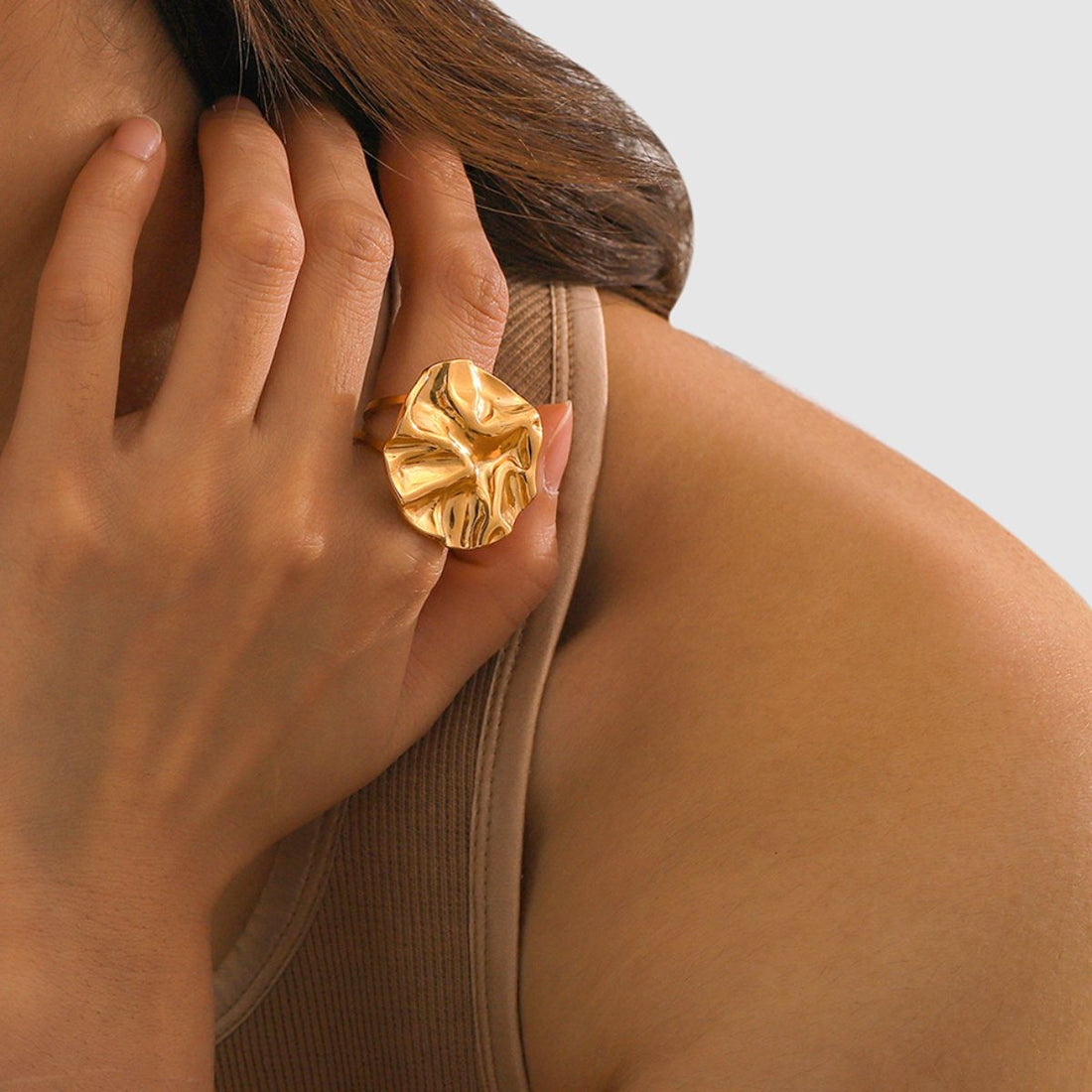 18K Gold-Plated Irregular Open Ring 