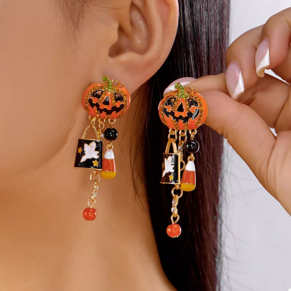Halloween Pumpkin Drop Earrings 