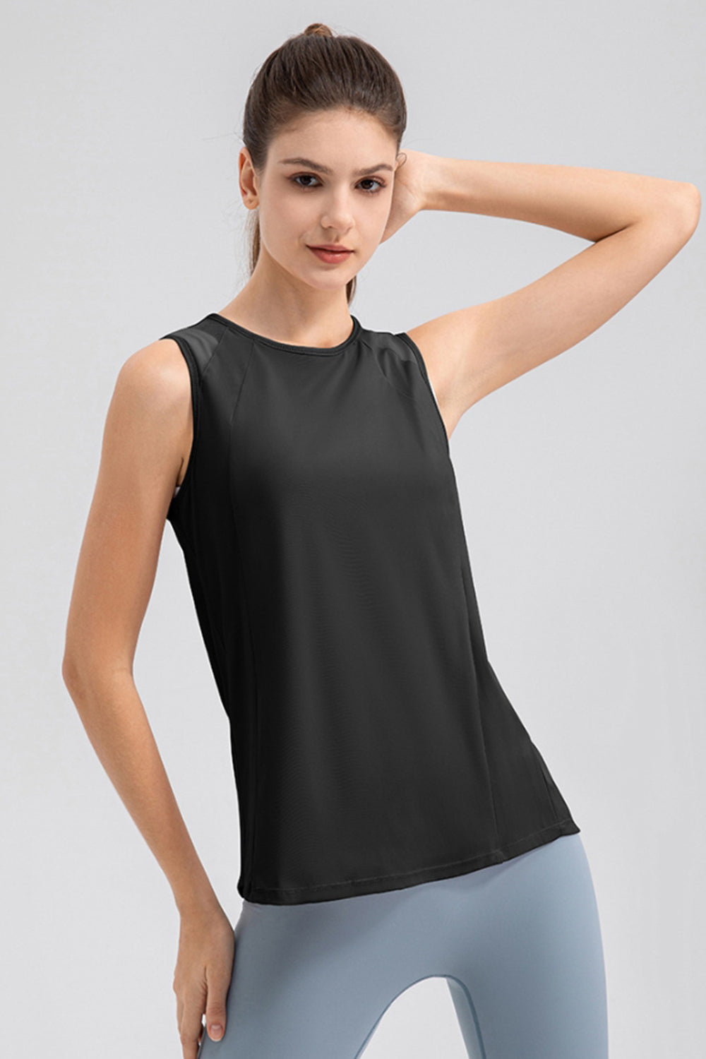 Round Neck Wide strap Active Tank 