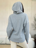 Culture Code Full Size Ribbed Zip Up Drawstring Hooded Jacket 