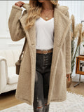Devine Pocketed Long Sleeve Hooded Teddy Coat 