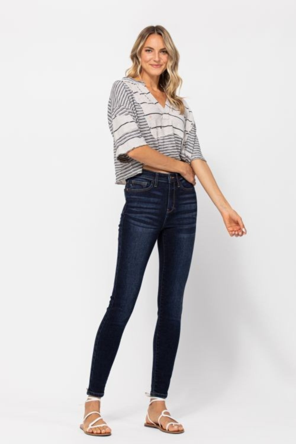 Judy Blue Full Size High Waist Handsand Skinny Jeans 