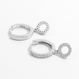 925 Sterling Silver Inlaid Zircon Hoop Dangle Earrings 