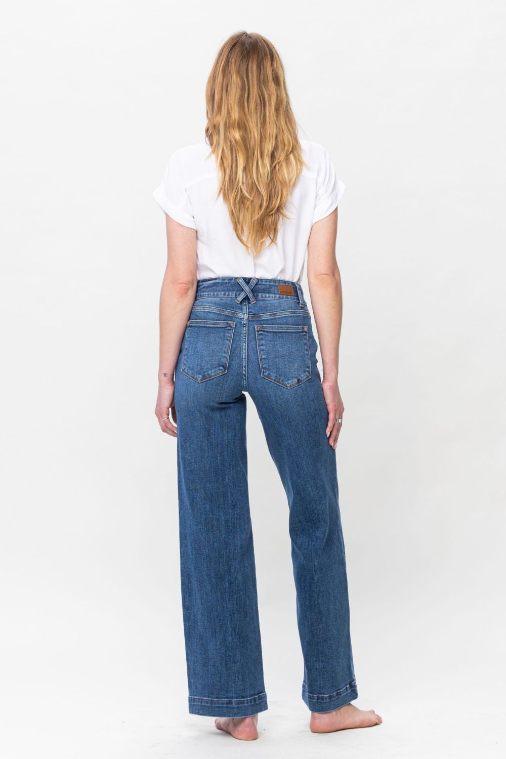 Judy Blue Full Size Double Button Wide Leg Jeans 