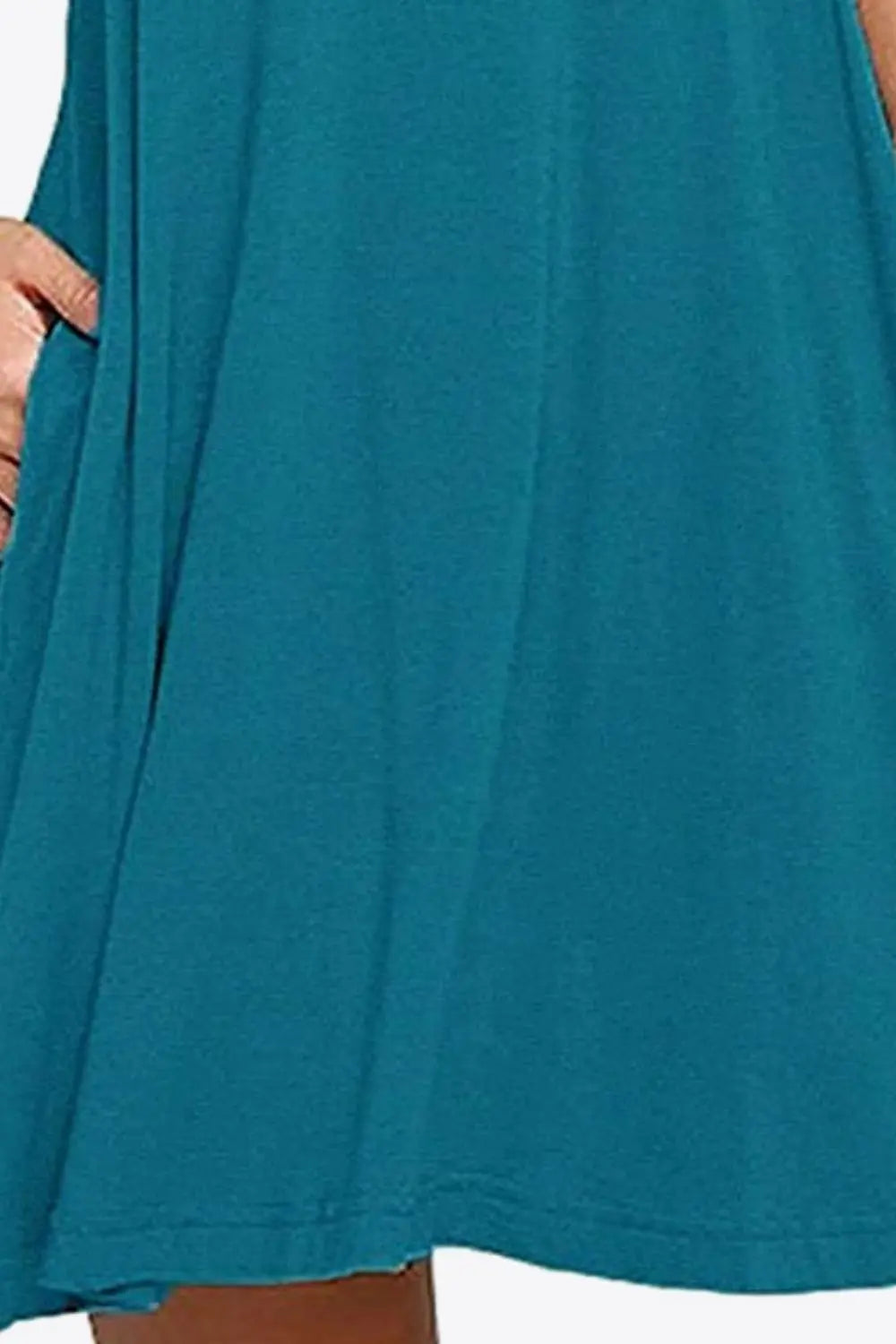 Full Size Round Neck Sleeveless Dress with Pockets 