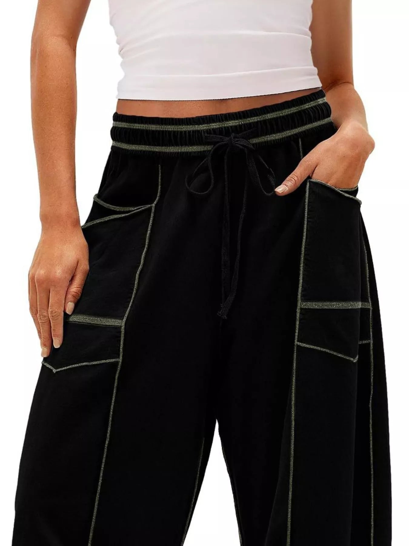 Drawstring Wide Leg Pants 