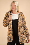 VERY J Fuzzy Leopard Long Sleeve Hooded Jacket 