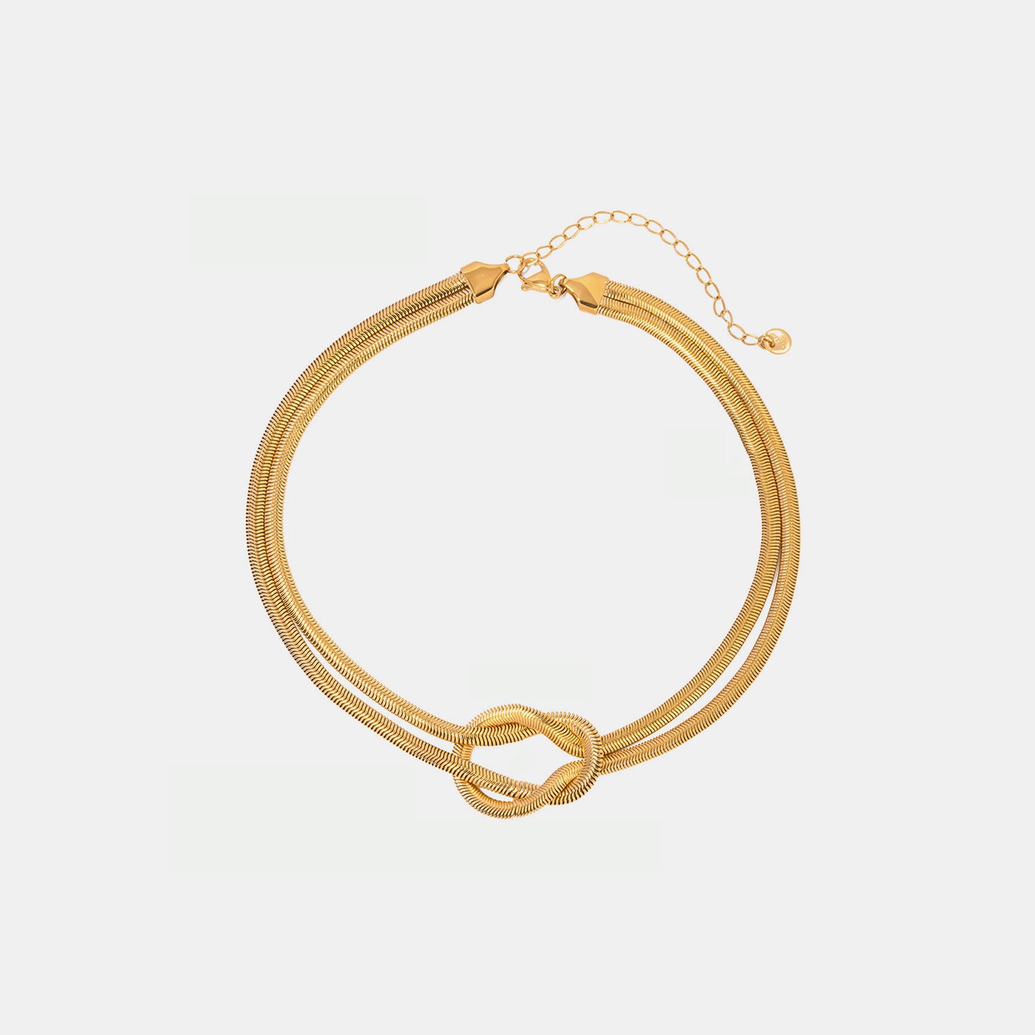 Double Layered Knot Herringbone Choker Necklace 
