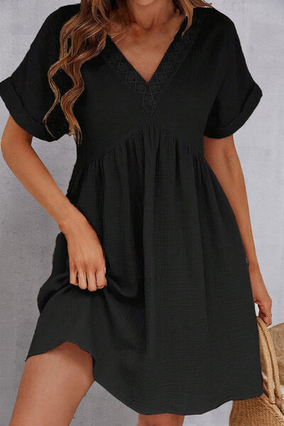 V-Neck Short Sleeve Dress Dresses