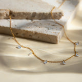 Stainless Steel Rhinestone Pendant Necklace 