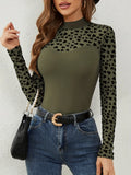 Heart Mock Neck Long Sleeve T-Shirt 