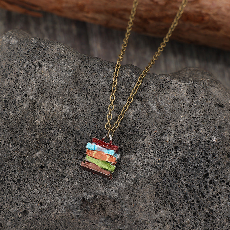 Alloy Books Pendant Necklace 