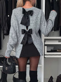Bow Slit Back Round Neck Sweater 