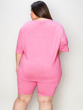 Basic Bae Full Size V-Neck Drop Shoulder T-Shirt and Shorts Set 