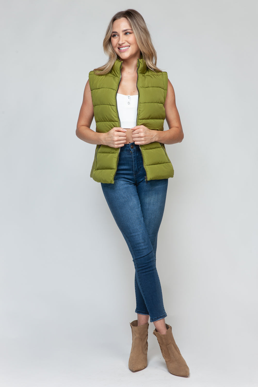 Snobbish Zip Up Turtleneck Vest with Pockets 