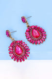 Teardrop Shape Glass Stone Dangle Earrings 