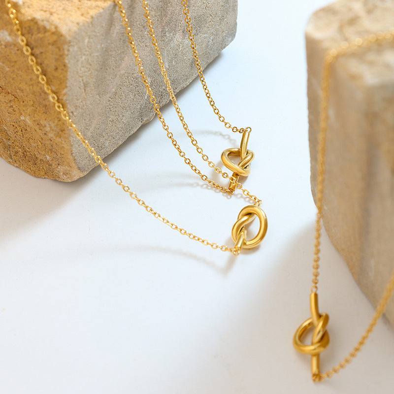 18K Gold-Plated Titanium Steel Knot Necklace 