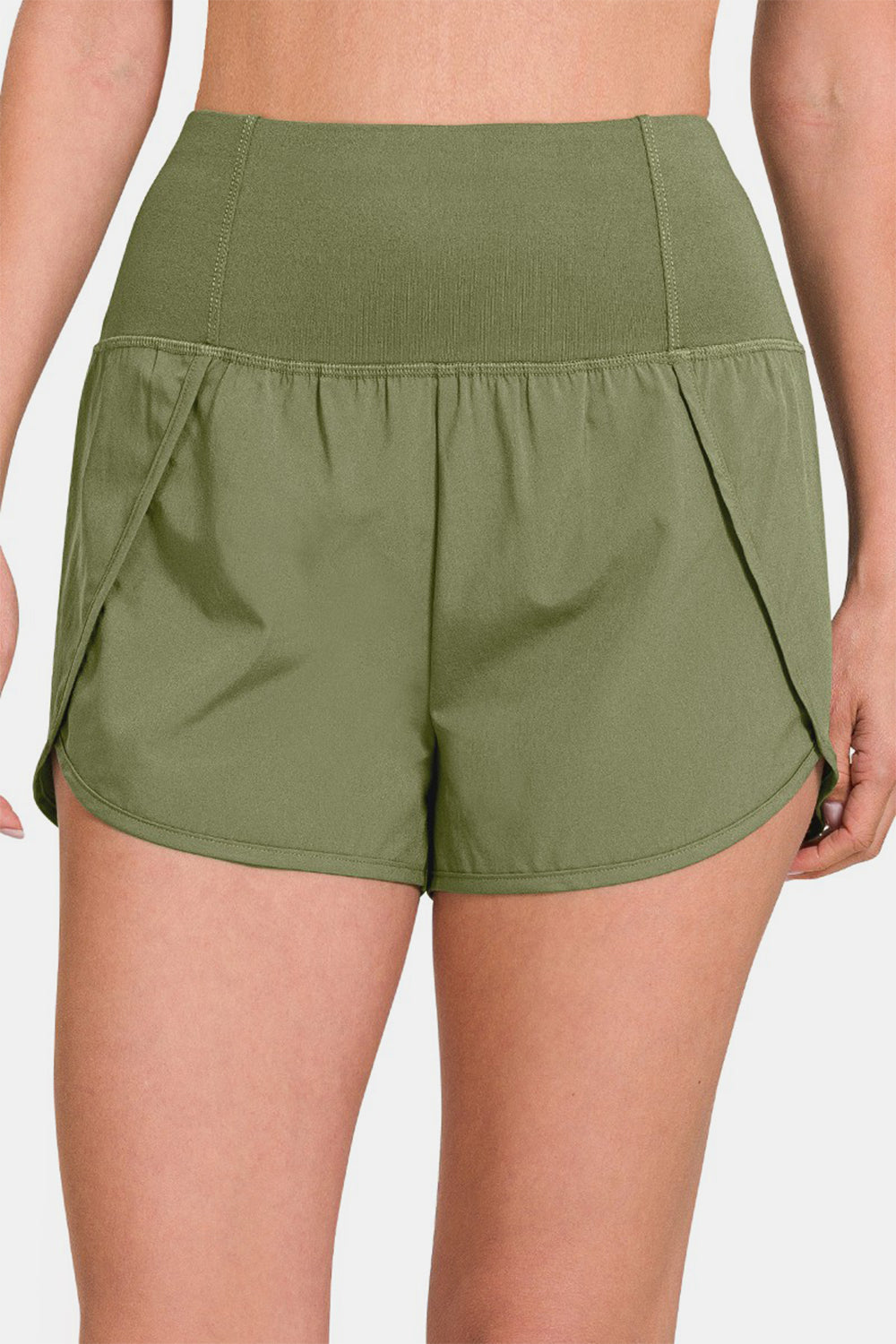 Zenana High-Waisted Zippered Back Pocket Active Shorts 