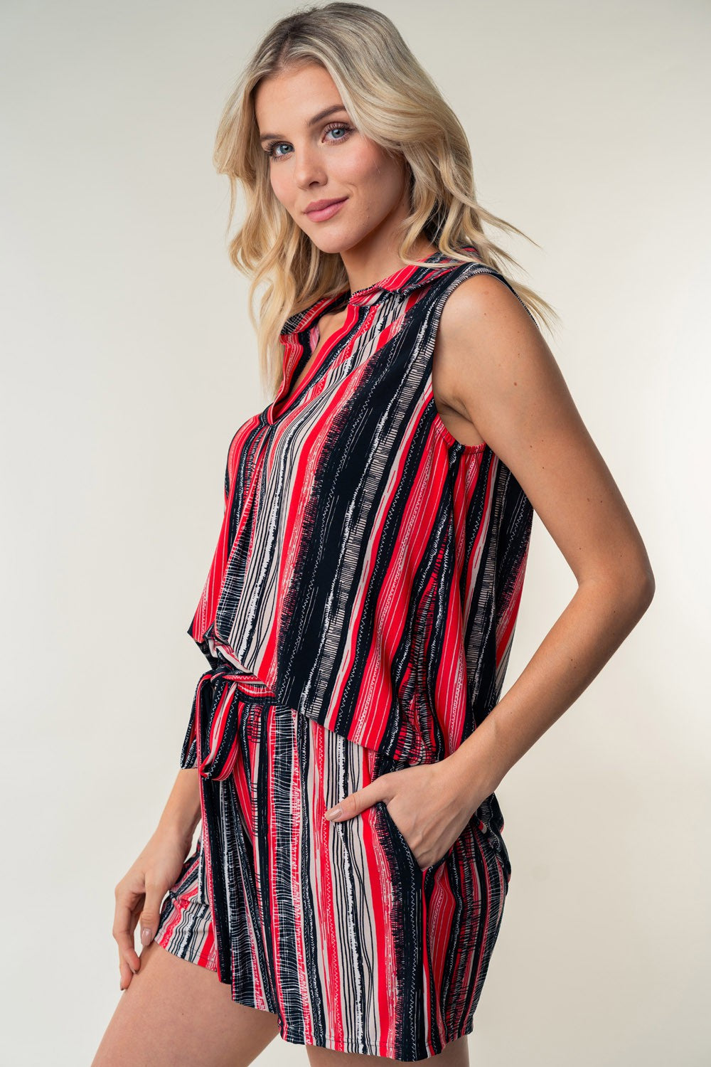 White Birch Full Size High Waisted Striped Shorts 