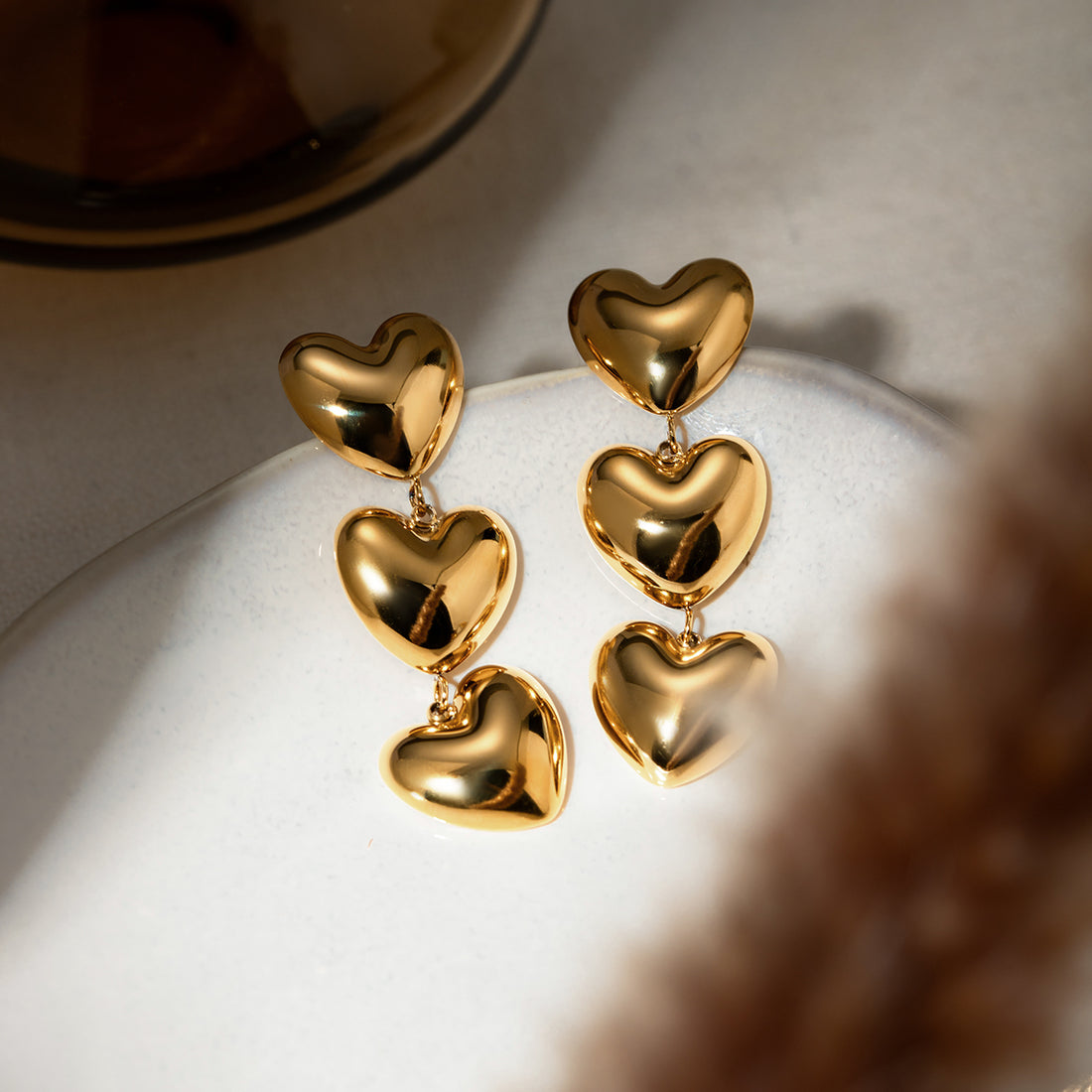 Stainless Steel Heart Earrings 
