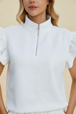 Double Take Full Size Texture Flounce Sleeve Top and Shorts Set 