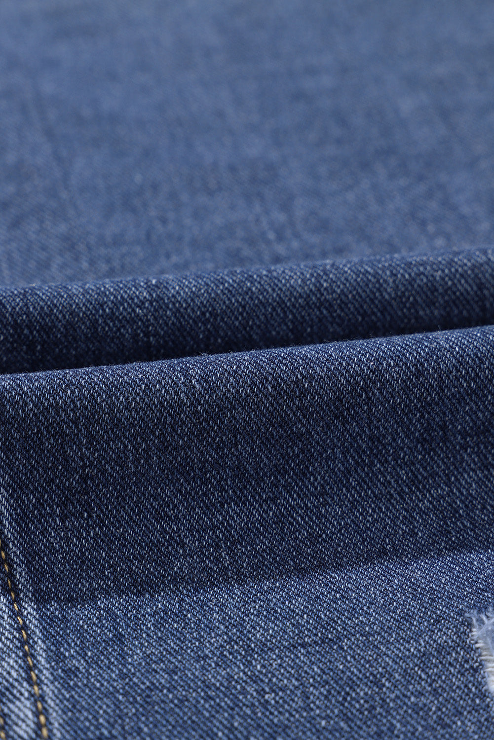 Plus Size Distressed Button Up Raw Hem Denim Jacket 