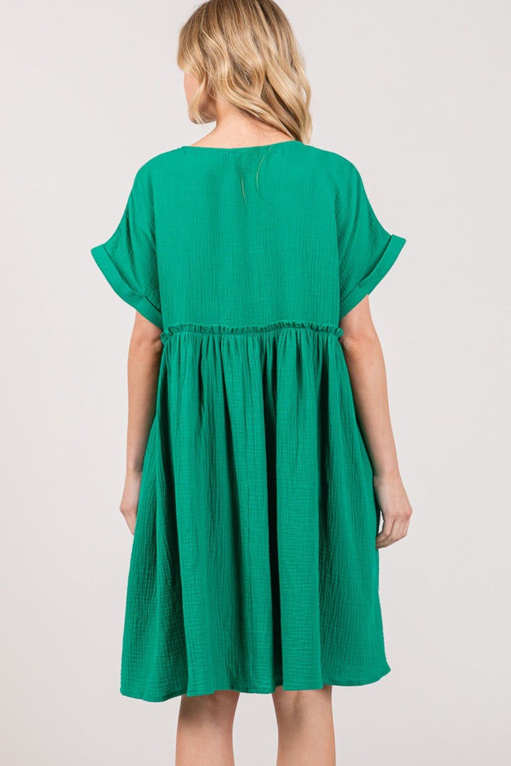 SAGE + FIG Full Size Button Up Short Sleeve Dress 