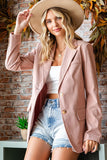 First Love Full Size Single-Breasted Flap Pocket Corduroy Blazer 