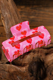 Pink Double Heart Printed Valentines Fashion Hair Claw Accessories/Headwear