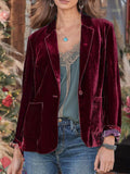 Pocketed Button Up Lapel Collar Blazer 