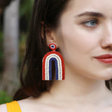 Stainless Steel Bead Geometric Dangle Earrings 
