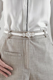 Flower Decor Skinny PU Belt 