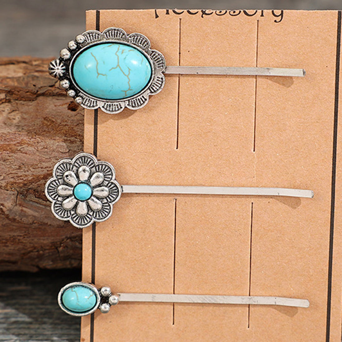 3 PCS/Set Artificial Turquoise Hair Pins 